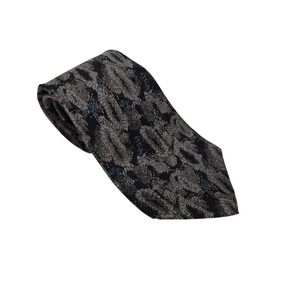 Vintage Halston II Silk Necktie Abstract Gray Black Teal Pattern 3.5" W 56" L
